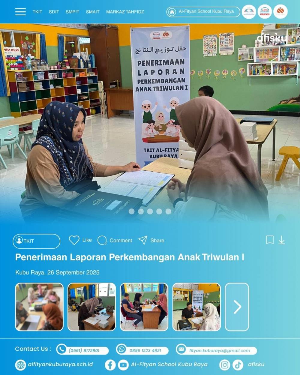 TKIT AFISKU ADAKAN PENERIMAAN LAPORAN PERKEMBANGAN ANAK TRIWULAN 1